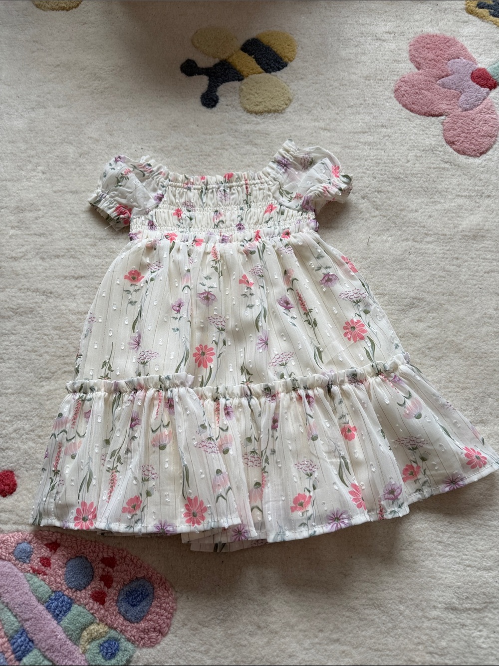 🆕Shabby Chic White Floral Ruffle Tiered Dress